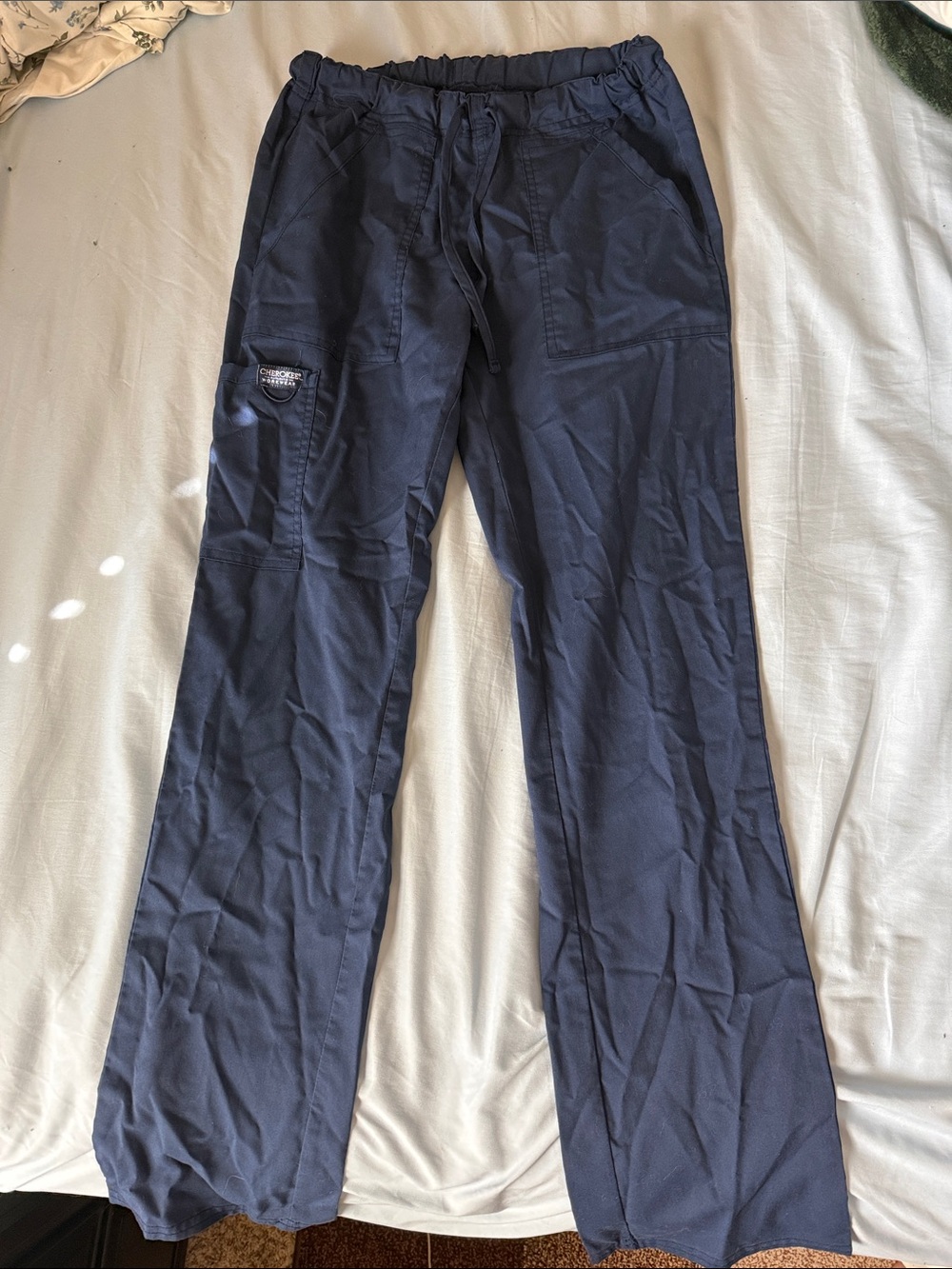 Cherokee Navy Straight-Leg Women's Scrub Pants